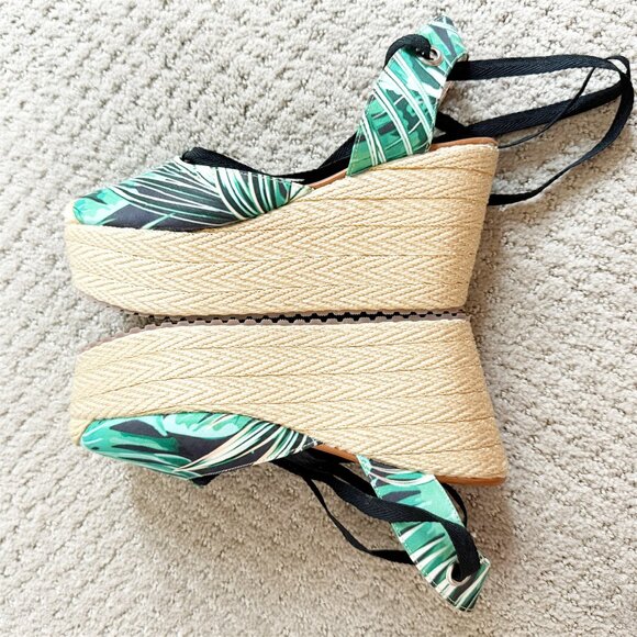 PATRICIA RAMIREZ SWIMWEAR PALM LEAF Ankle Wrap Platform Espadrille Sandal - Picture 5 of 12